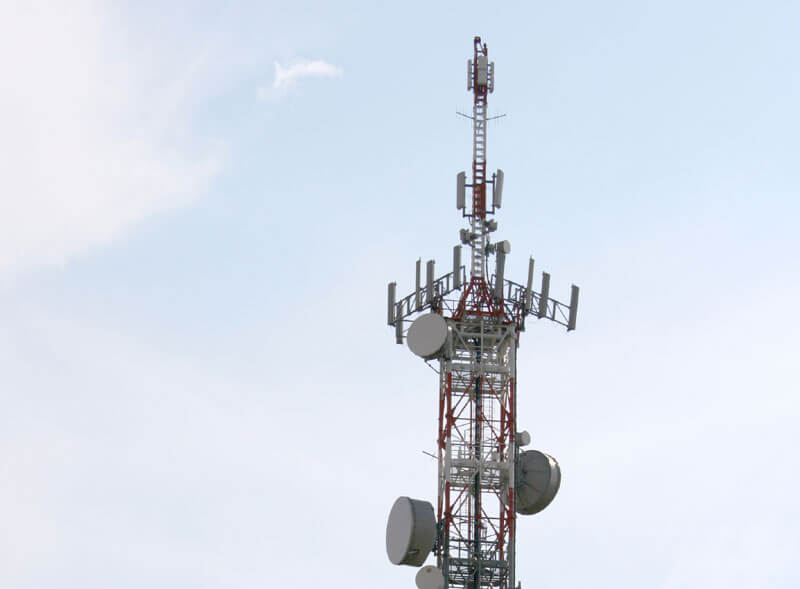The top of a communication tower